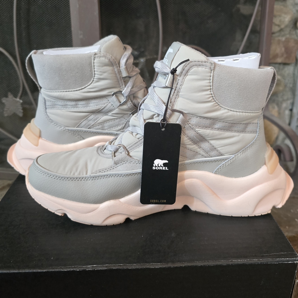 SOREL RNEGD Lace Storm Sneaker Bootie In Dove/Peach FITS SIZE 9 - Picture 7 of 15